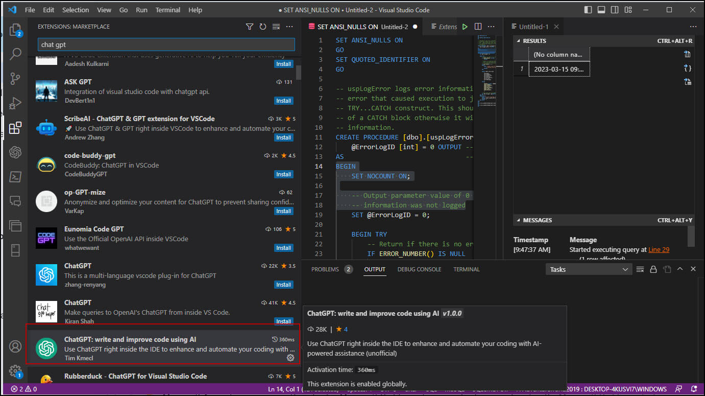 How to work with ChatGPT in Visual Studio Code SQLServerCentral