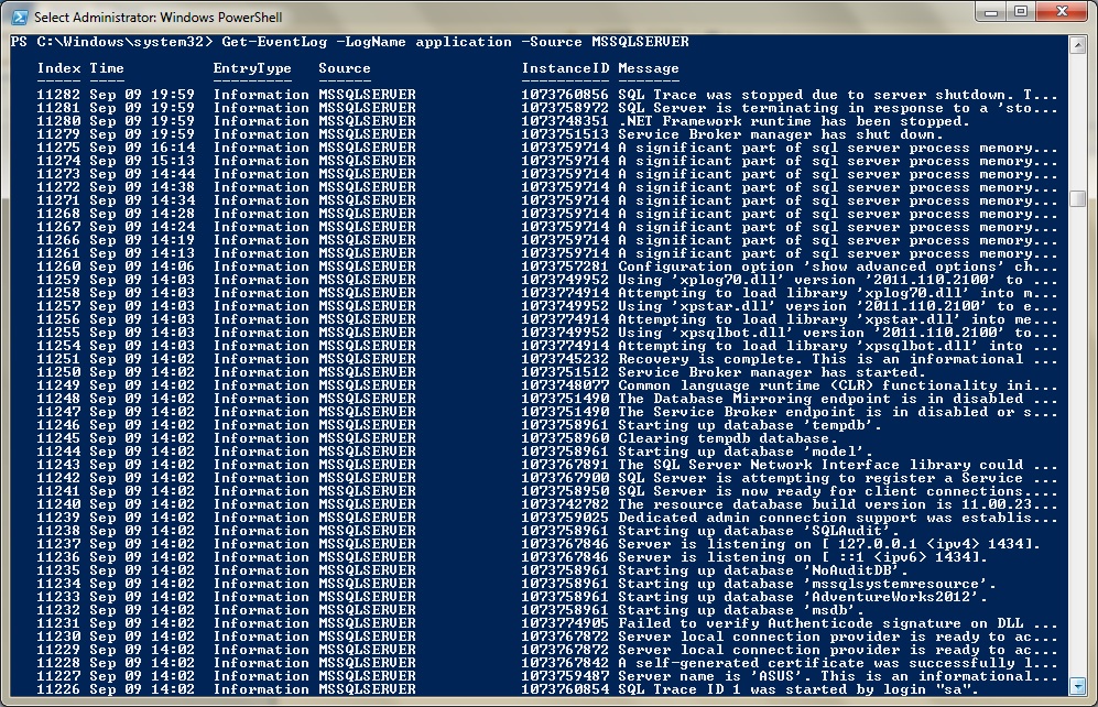 Parsing Windows event logs with PowerShell SQLServerCentral
