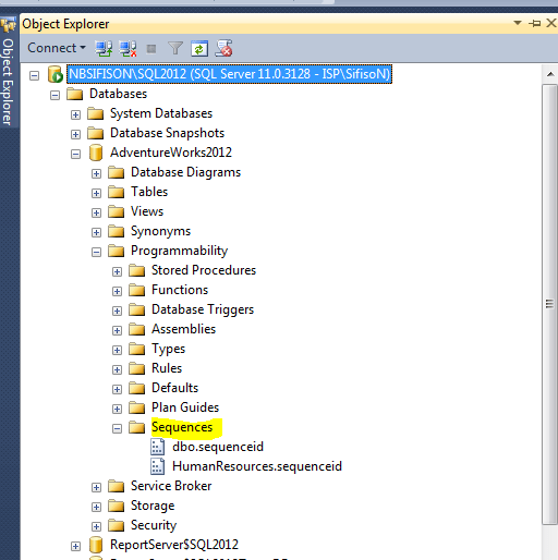 Sequence objects feature in SQL Server