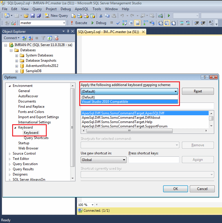 SQL Server Management Studio tutorial Configuring the environment