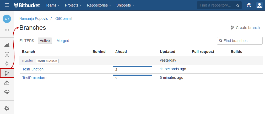 How to create a new Git repository on Bitbucket and review committed