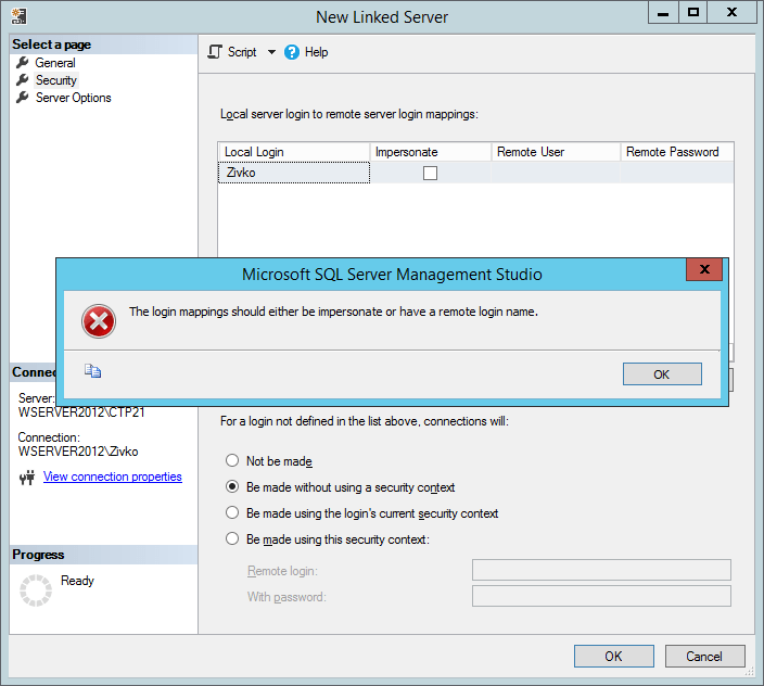 How to create and configure a linked server in SQL Server Management Studio