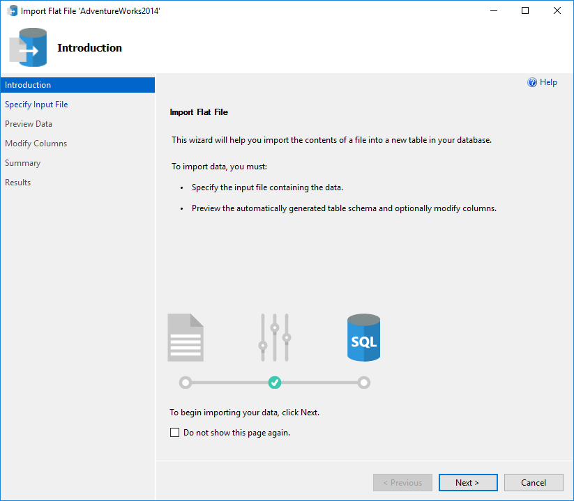 How to import a flat file into a SQL Server database using the Import
