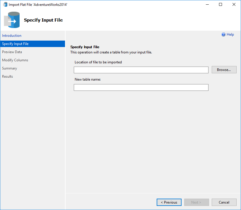 How to import a flat file into a SQL Server database using the Import