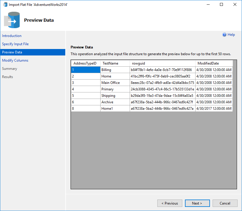 How to import a flat file into a SQL Server database using the Import