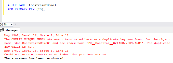 Constraints in SQL Server SQL NOT NULL, UNIQUE and SQL PRIMARY KEY