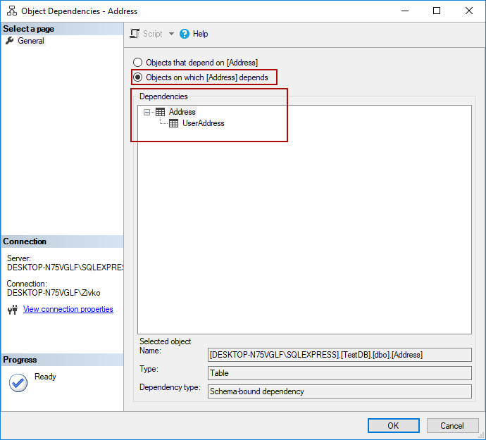 How to create a SQL dependency diagram in SQL Server