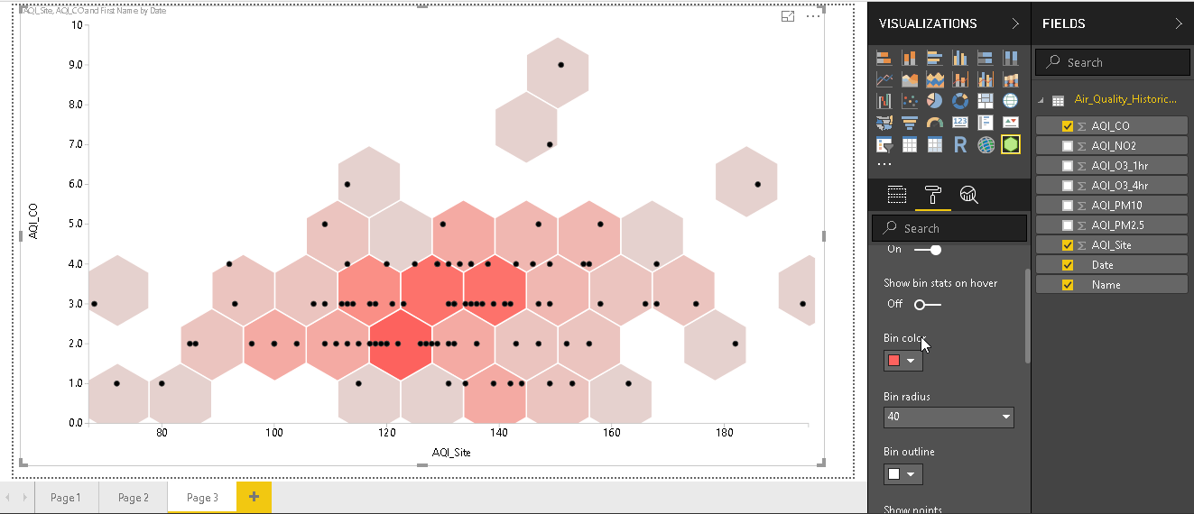 Hexbin Scatterplot in Power BI Desktop