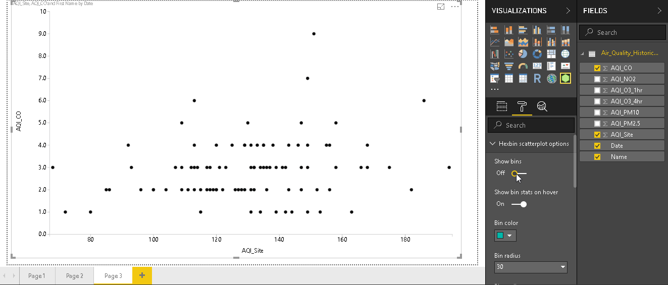 Hexbin Scatterplot in Power BI Desktop