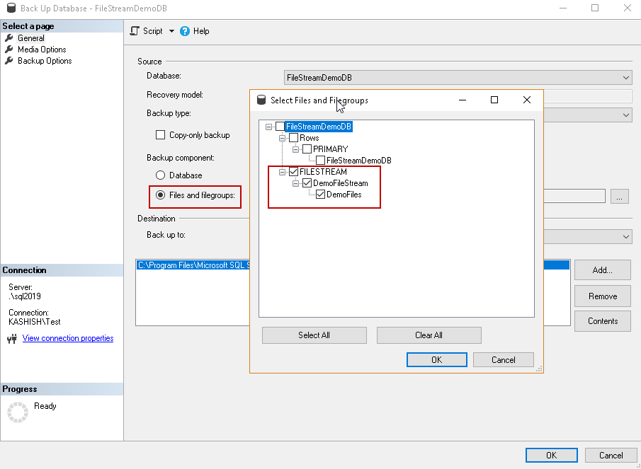 SQL Server FILESTREAM Database backup overview