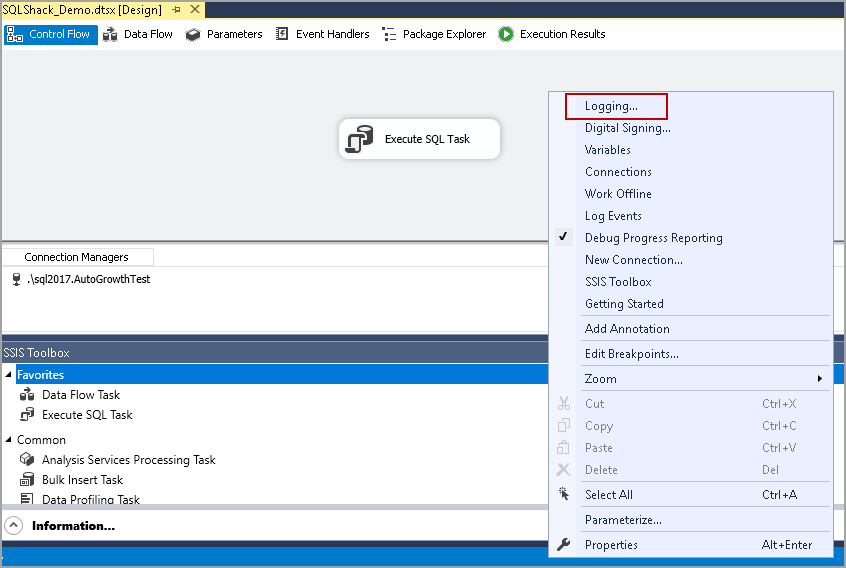 Overview of SSIS Package Logging