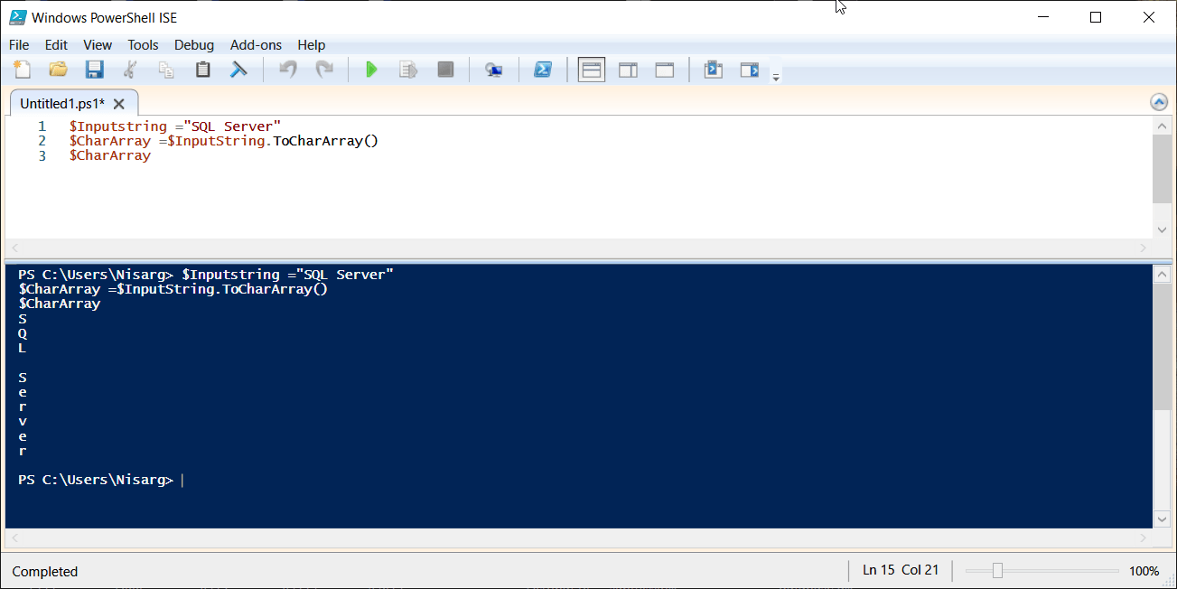 PowerShell split a string into an array