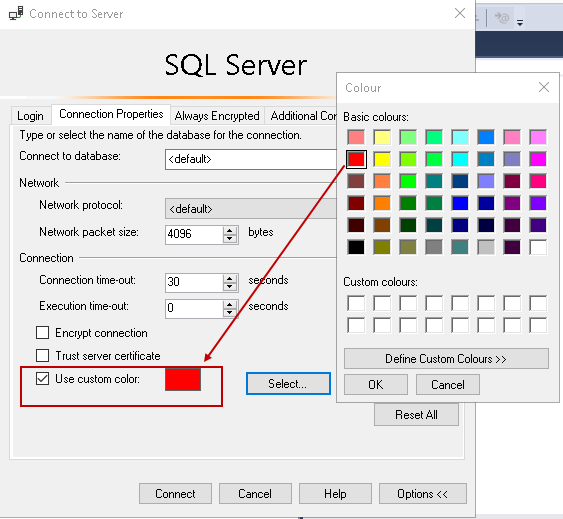 How to set custom colors in the SSMS status bar