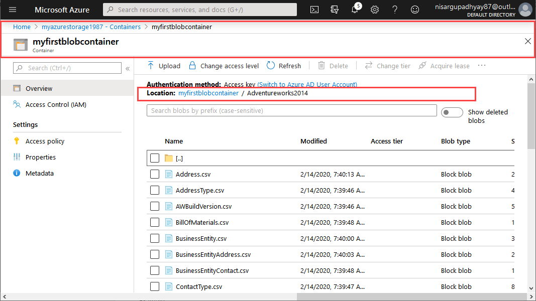 Use AzCopy to upload data to Azure Blob Storage