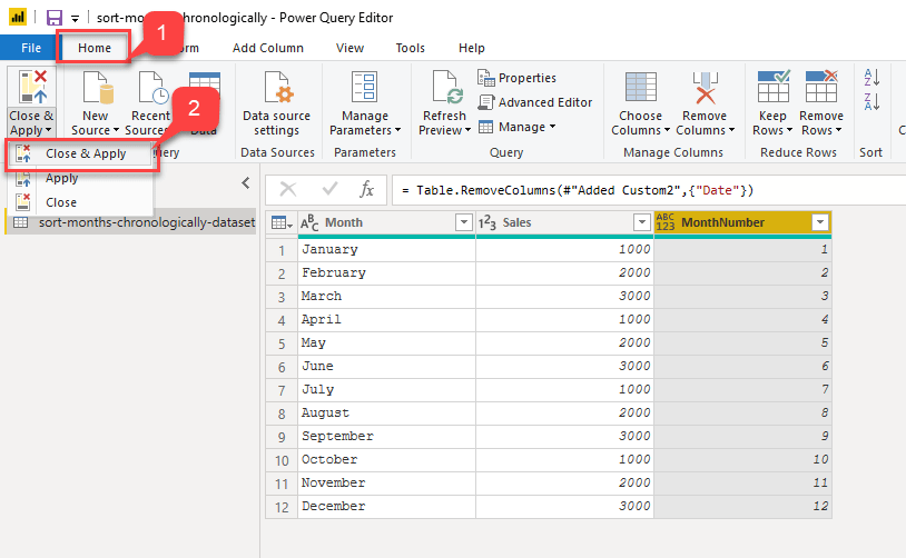 How to sort months chronologically in Power BI