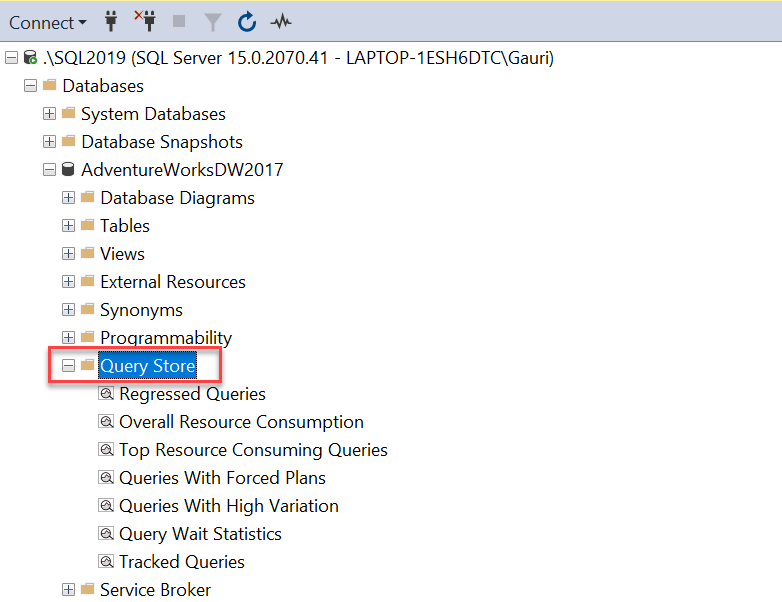 SQL Server Query Store options in SSMS 18.4