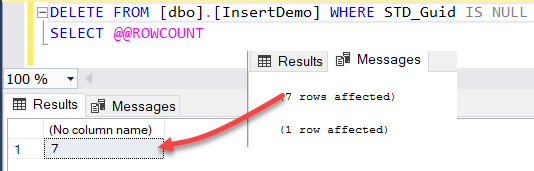 Working with SQL Server ROWCOUNT