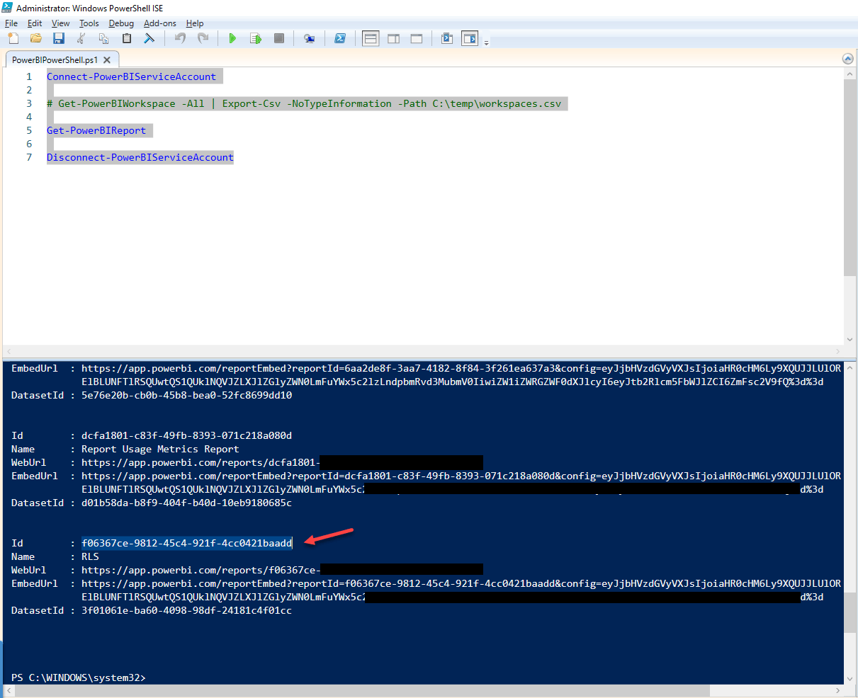 Programmatic access to Power BI PowerShell commandlets