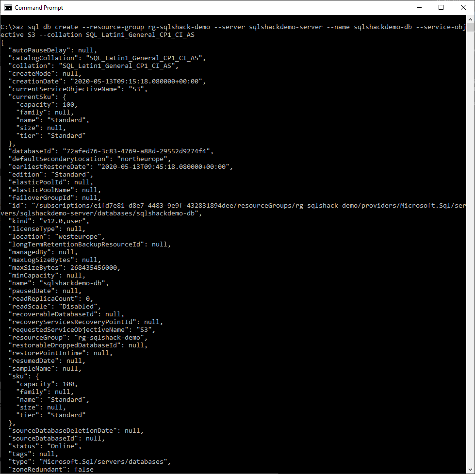 Working with Azure SQL databases using Azure CLI 2.0