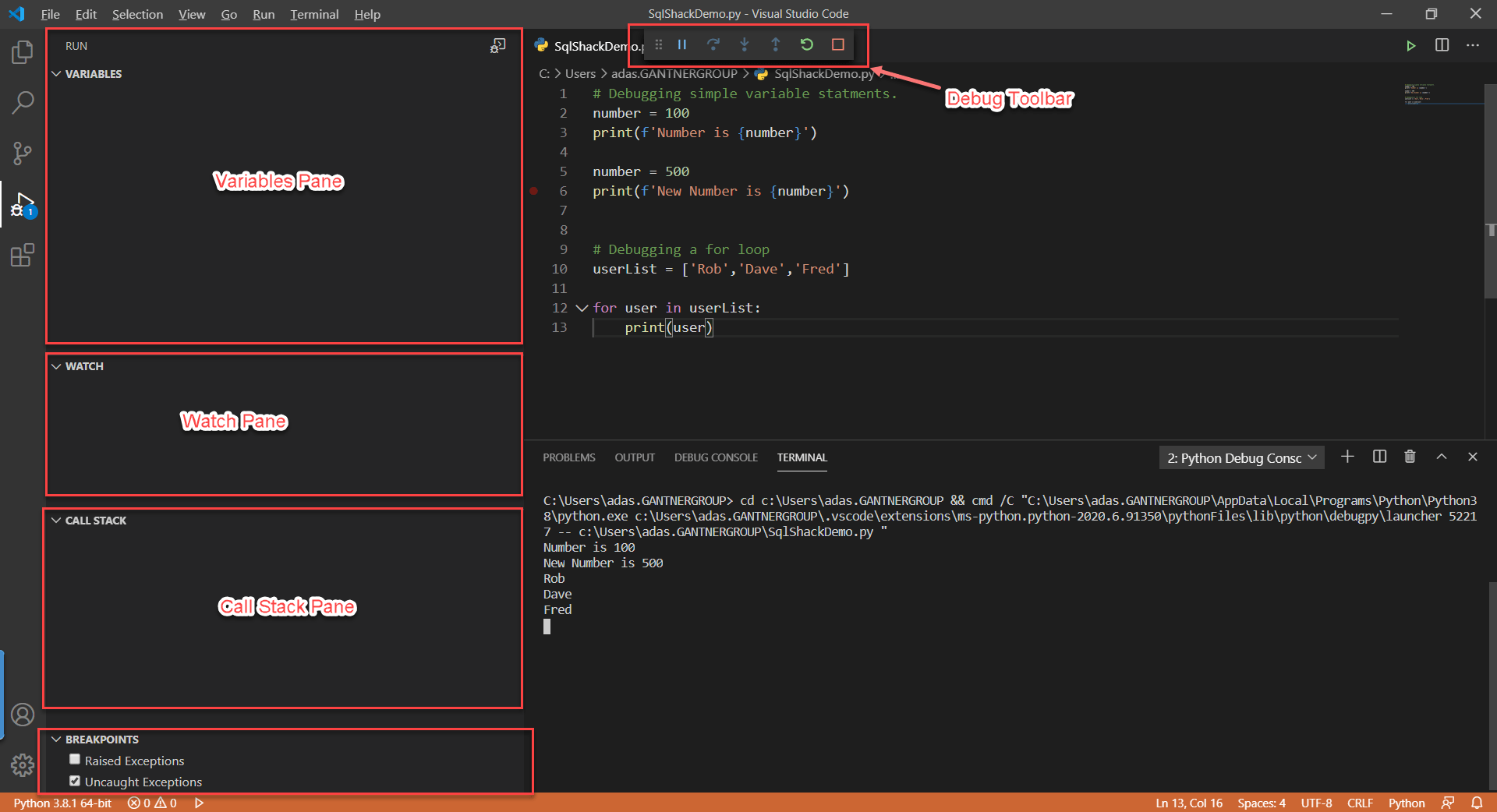 How to debug Python scripts in Visual Studio Code