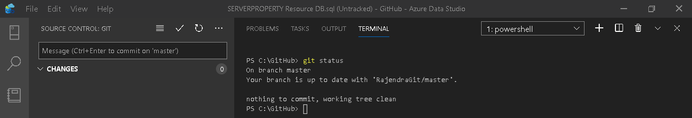 Working with Git components in Azure Data Studio