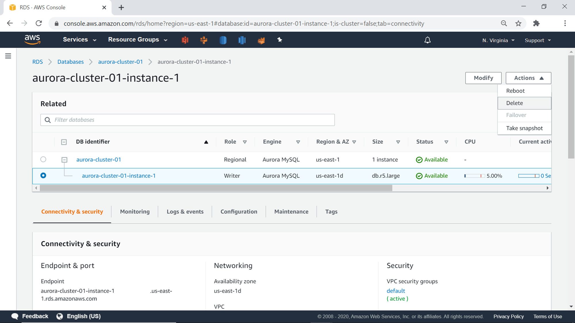 Getting started with AWS RDS Aurora DB Clusters