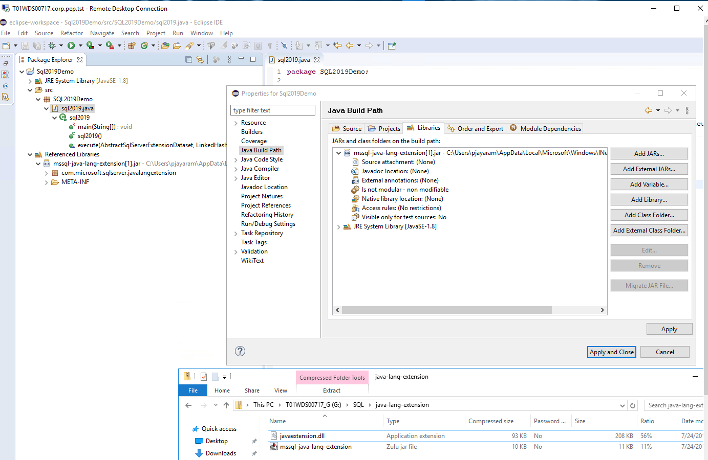 Java Language Extensions in SQL Server 2019