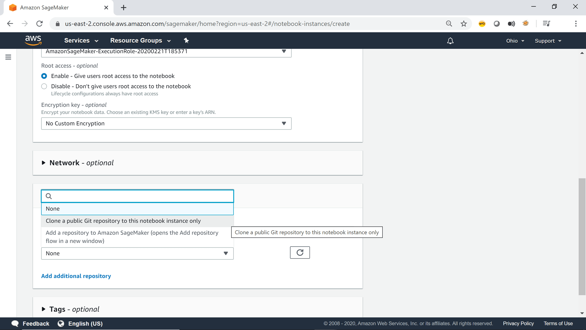 How to create an AWS SageMaker Instance