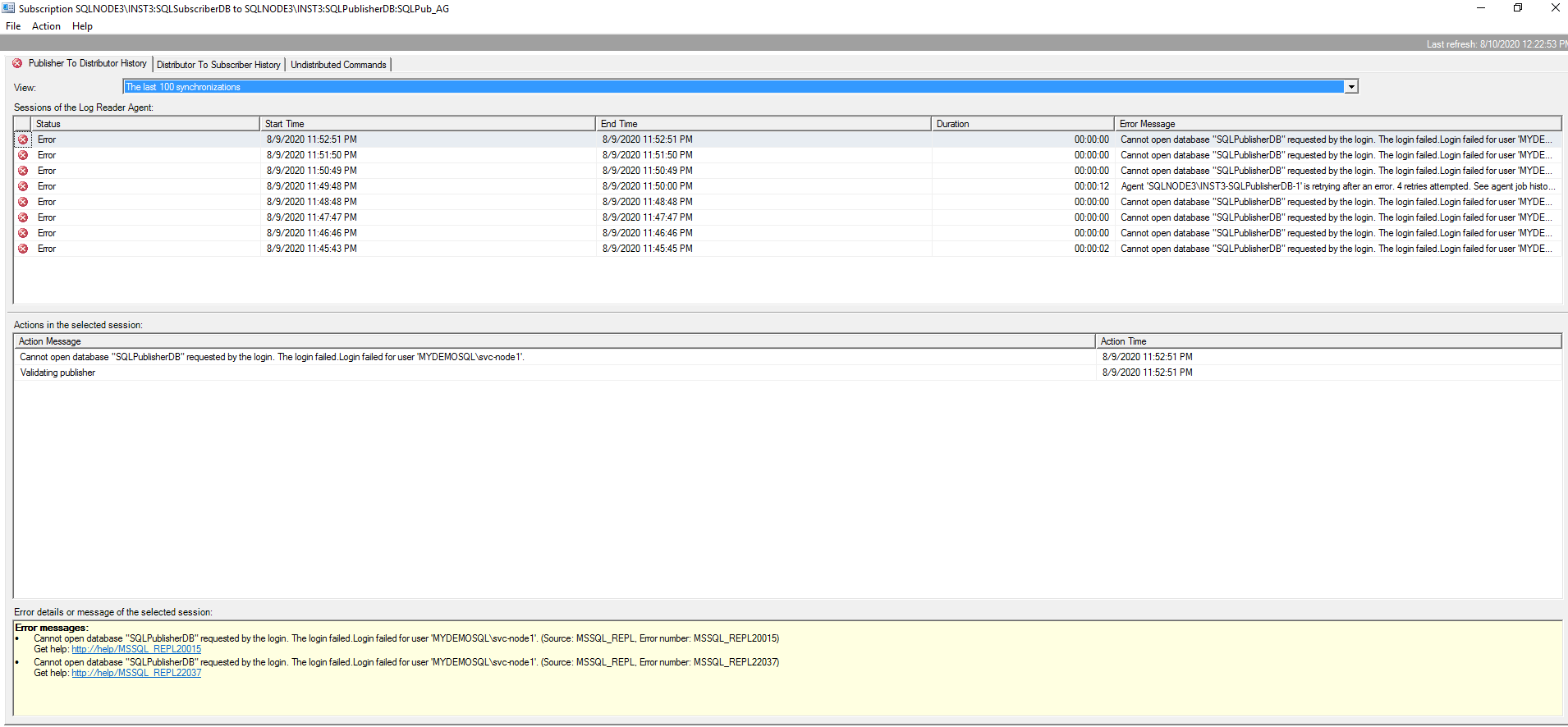 Configuring SQL Server replication for distribution databases in SQL