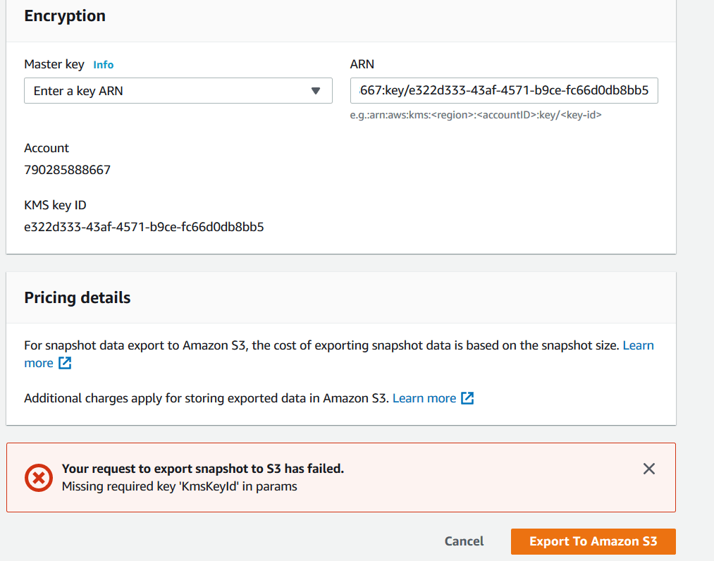 Export Amazon Aurora MySQL or Amazon RDS snapshots to AWS S3 buckets