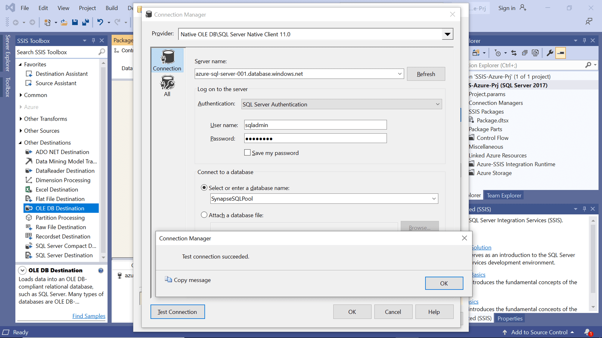 Populate Azure Synapse Analytics from Azure SQL databases using SSIS