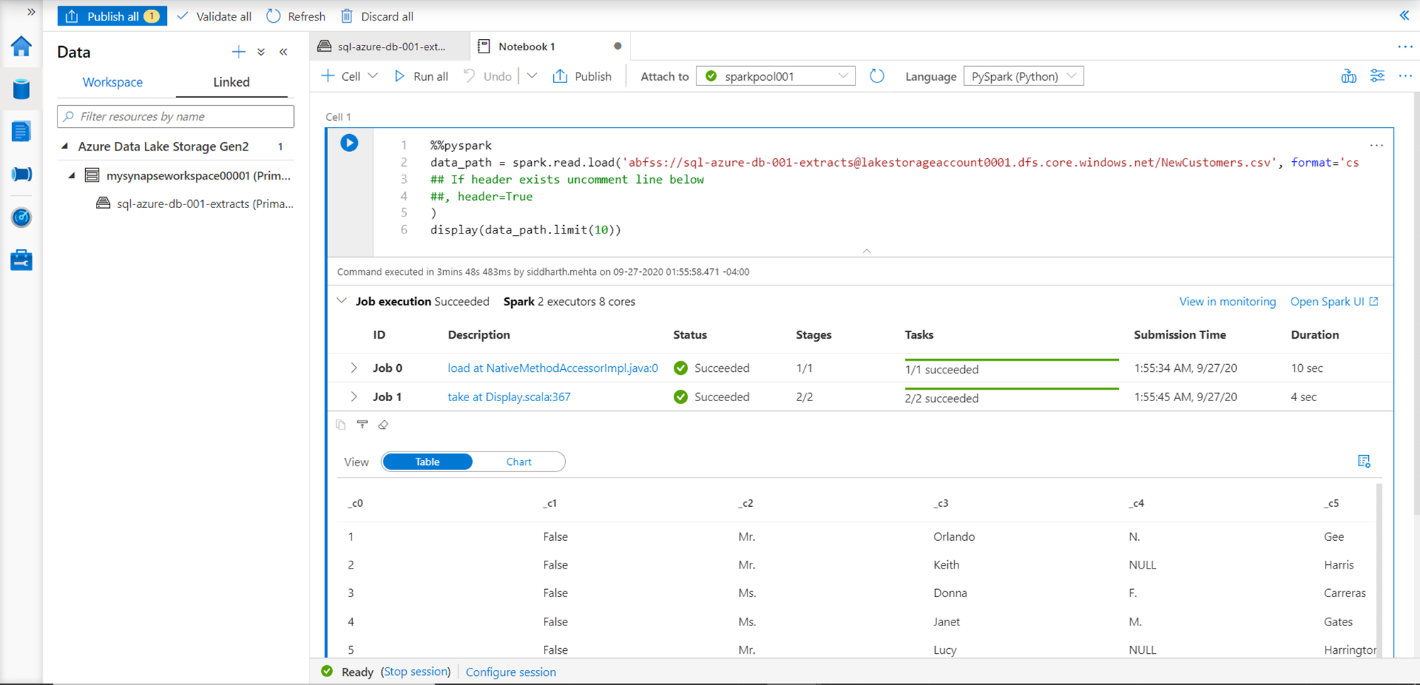 Working with Spark pools in Azure Synapse Analytics