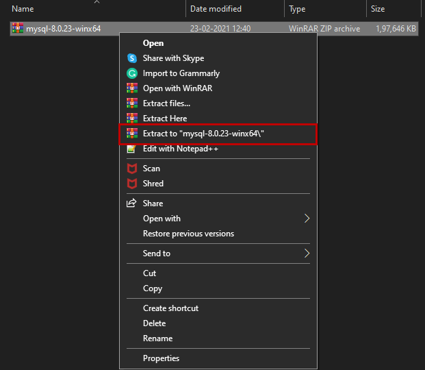 Learn MySQL Install MySQL server 8.0.19 using a noinstall Zip archive