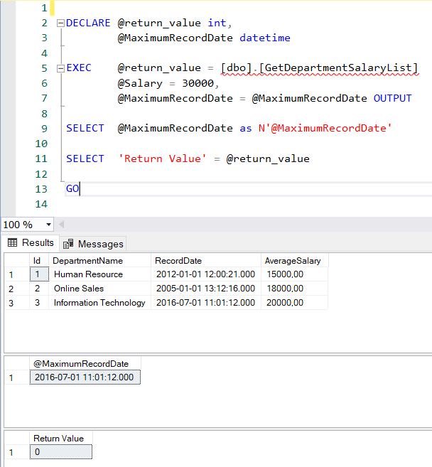 How To Return Temp Table From Stored Procedure In Sql Server