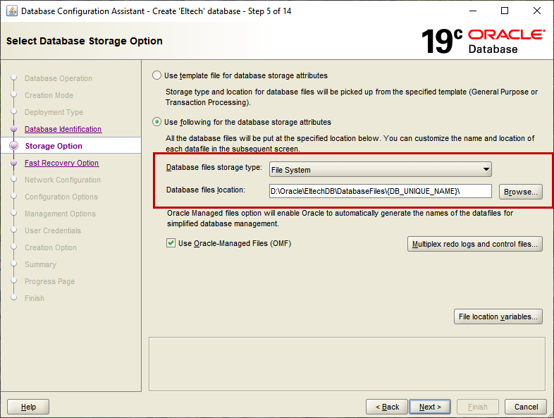 Creating databases in Oracle 19c using the Database Configuration Assistant