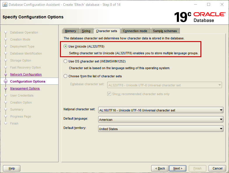 Creating databases in Oracle 19c using the Database Configuration Assistant