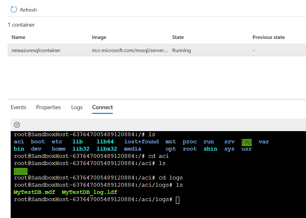 Store SQL Server files in Persistent Storage for Azure Container Instances