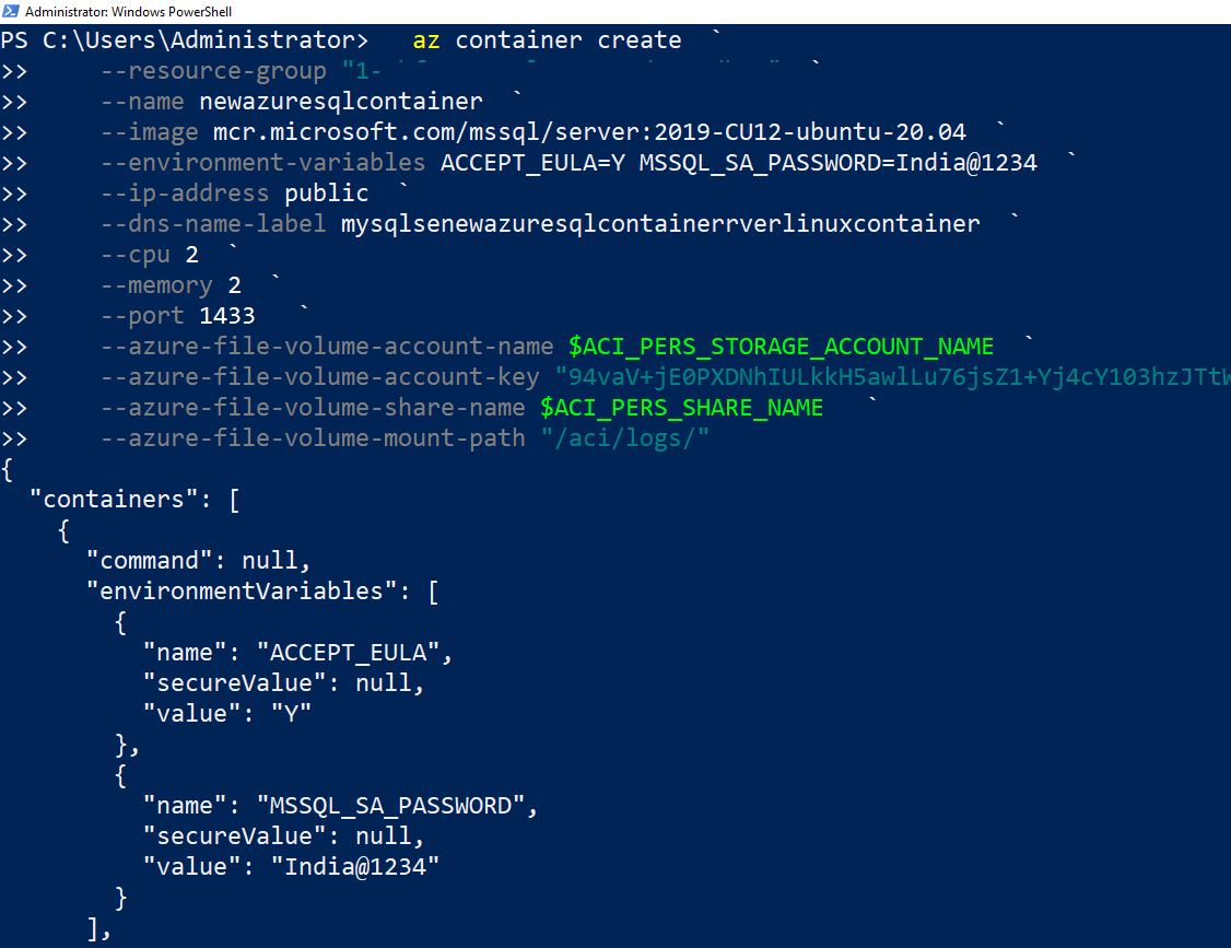 Store SQL Server files in Persistent Storage for Azure Container Instances