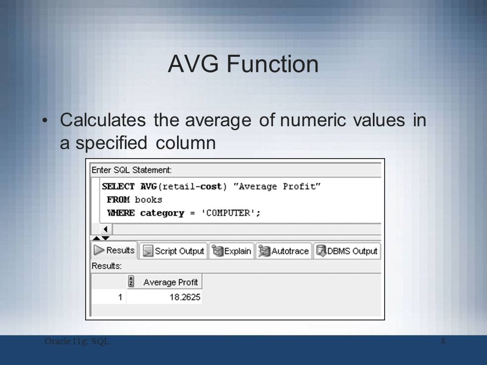 Oracle AVG function