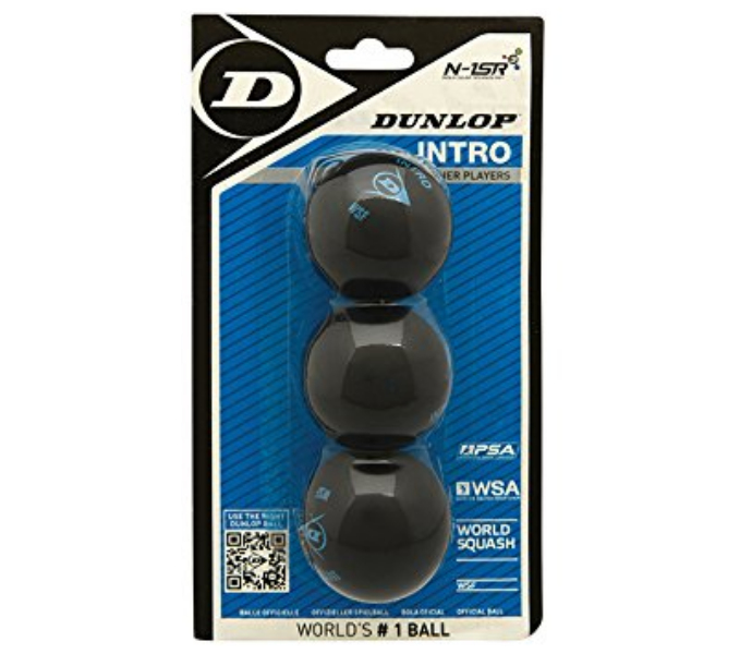 Dunlop (Intro) (Black Ball w/ Blue Dot) Squash Ball (3Balls) (Blister