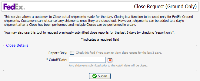 FedEx Close Request Tool
