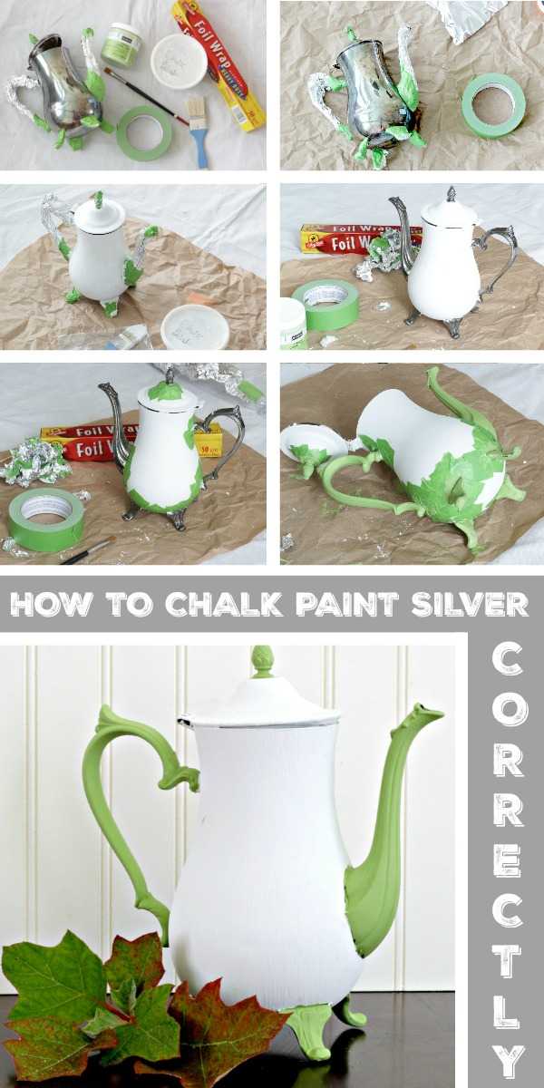 How to Chalk Paint Metal (Like This Upcycled Silver Teapot)