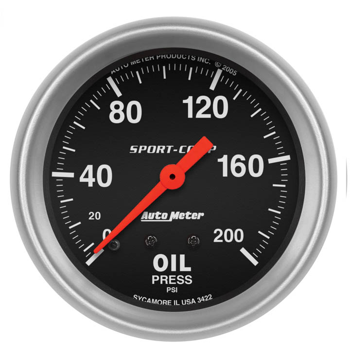 AutoMeter 25/8in. Oil Pressure Gauge, 0200 PSI,
