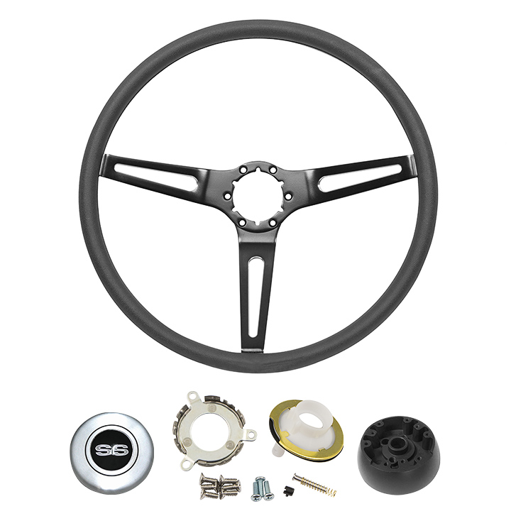 19691970 Chevelle Black Powdercoated Comfort Grip Steering Wheel Kit