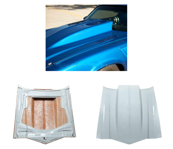 19701981 Camaro 4 Inch Fiberglass Cowl Hood, Bolt On