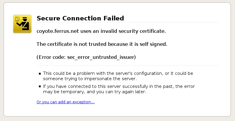 SSL Certificate Not Trusted Error
