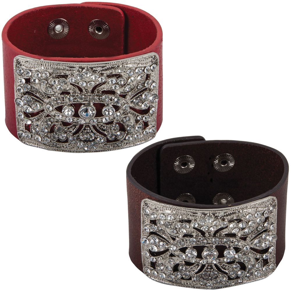 Crystal Wide Leather Cuff Bracelet Schneiders Saddlery