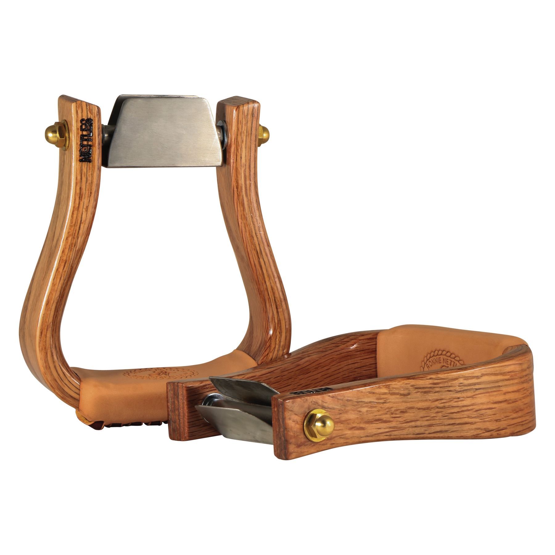 Nettles 2" Flatbottom Leveler Varnish Wooden Western Stirrups