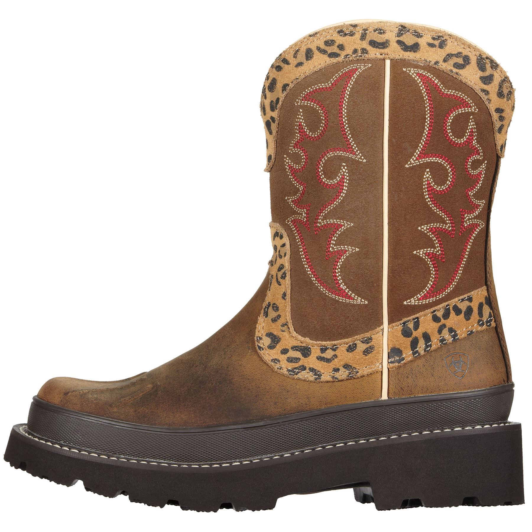 Ariat Ladies Fatbaby Duck Boot Distressed/Leopard Schneiders Saddlery