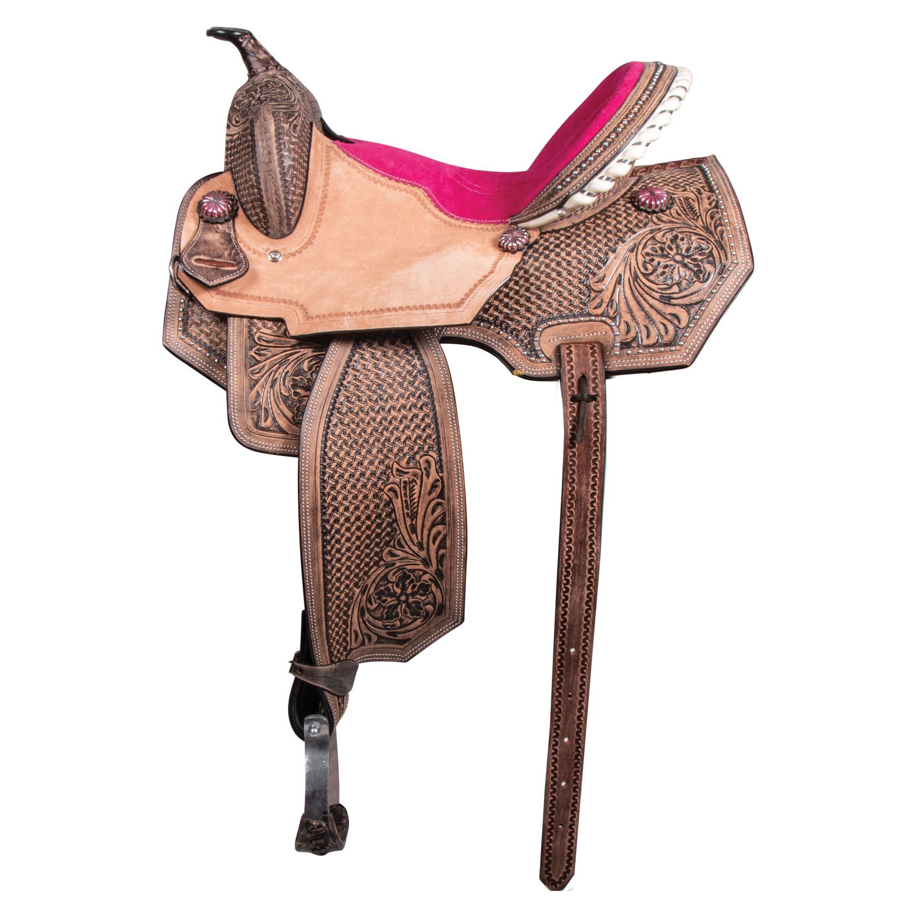 Double S Barrel Saddle with Pink Seat Schneiders Saddlery